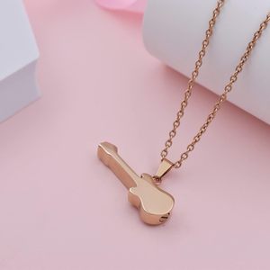 Rose Gold <b>Guitar</b> Cremation Urn Pendant Necklace Rocker Musican Keepsake Jewelry <b>Guitar</b> Shape Cremation Urn Unisex Custom Size - Product Image 3