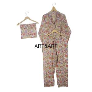 Conjunto de camisa y pantalones de dormir suave, ropa de descanso de algodón orgánico, conjunto de regalo PJ para dama de honor, Conjunto de pijama de algodón 100% de lujo para mujer - Product Image 5