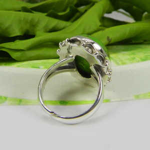 Anillo de declaración de piedras preciosas turquesas de cobre natural al por mayor, estilo bohemio, Plata de Ley chapada en rodio, material principal de platino, conjunto experto - Product Image 4