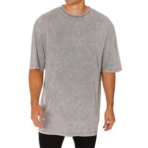 เสื้อยืดโอเวอร์ไซส์วินเทจผู้ชายแบบย้อมสีเอซิด ผ้าฝ้ายเจอร์ซีย์ 100% สไตล์ใหม่ รับสกรีนโลโก้ เสื้อยืดผ้าไหมสำหรับผู้ชาย OEM 2026 - Product Image 4