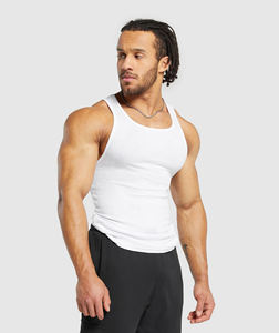 Vente en gros gilet de sport personnalisé grande taille pour hommes débardeur de fitness débardeurs coton respirant entraînement durable logo musculaire lavé - Product Image 3