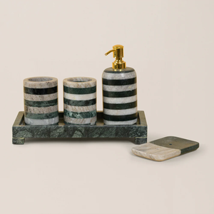 Ensemble de salle de bain moderne en marbre le plus vendu : accessoires élégants pour lavabo, organisateur, porte-savon, plateau, design contemporain - Product Image 5