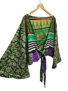 Vêtements de plage jupe haut maison porter court Sari soie cravate haut manches longues cadeau pour sa Robe courte - Product Image 6