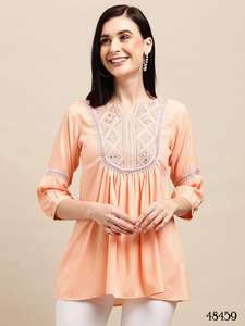 Conjunto de Túnica Corta de Tela de Rayón de Alta Calidad a Precio Accesible, Último Diseño, Estilo de Diseñador, Venta Rápida al por Mayor - Product Image 3