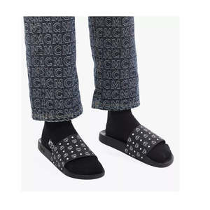 Sandali da donna MCM neri con monogramma, infradito aperti con strass, comodi, in mesh, antiscivolo, in gomma Evergreen, taglia 41, ricamati - Product Image 3