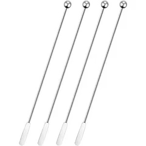Ensemble de 2 bâtonnets réutilisables en acier inoxydable plaqué or pour mélanger des boissons pour les fêtes - Product Image 4