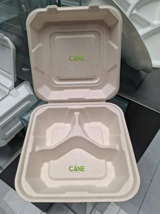 Productos duraderos de bagazo de caña de azúcar libres de PFAS, envases de alimentos desechables modernos tipo clamshell, ecológicos, biodegradables y compostables. - Product Image 2