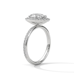 2.0ct Oval Cut CZ Halo <b>Solitaire</b> <b>Ring</b> with Pave Set Band 925 Sterling <b>Silver</b> Engagement Band - Product Image 4