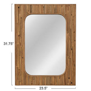 MSR Overseas Vintage Rectangle Rattan <b>Mirror</b> Natural <b>Wall</b> Hanging Boho Decor Handcrafted - Product Image 2