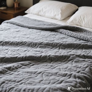 ผ้าห่มขนแกะเนื้อนุ่มหรูหรามีลายนูนสีเทาขนาดคิงไซส์ - Product Image 3