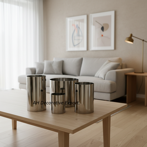 Juego de Floreros Modernos de Acero Inoxidable Pulido con Color Personalizado, Floreros Cilíndricos Minimalistas Portátiles para Decoración del Hogar y Hoteles - Product Image 1