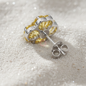 Regalos de Navidad, Pendientes de Diamante Cultivado en Laboratorio de 5 Quilates, Color Amarillo Fantasía, Certificado por GIA, Chapados en Oro Fino de 925, para Él - Product Image 3