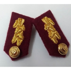 Gorget de los Emiratos Árabes Unidos con Detalle Trenzado Dorado en el Cuello y las Piernas, Gorget Senior de los Emiratos Árabes Unidos, Parche para el Cuello, Rojo Escarlata con Hojas Plateadas - Product Image 2