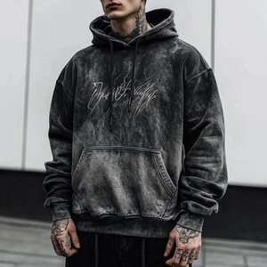 Sweat à capuche Streetwear pour hommes Logo personnalisé 100% coton confortable poids lourd Stone Wash Pull à capuche - Product Image 4