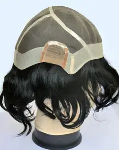 new gents full cap human hair wig man and women wig front lace 100% natural hair wig ladies topper silk topper Factory hot sale