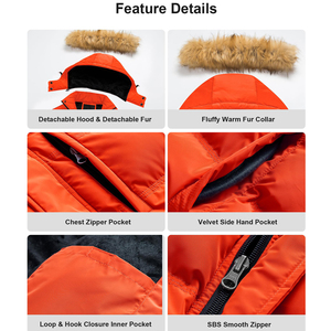 Chaqueta acolchada larga de invierno de talla grande 2024 con capucha de piel chaquetas acolchadas de algodón cálido para hombres transpirable, de talla grande - Product Image 5