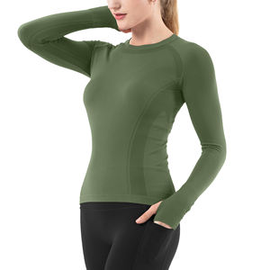 เสื้อโยคะออกกำลังกายผู้หญิง แขนยาว ทรงเข้ารูป ดีไซน์ทันสมัย ผ้าไร้ตะเข็บ น้ำหนักเบา เหมาะสำหรับเล่นกีฬากลางแจ้งและออกกำลังกาย - Product Image 4