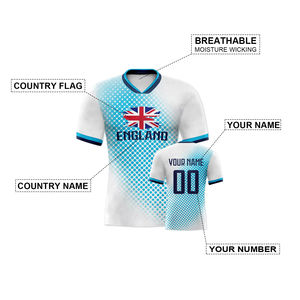 Inglaterra fútbol Jersey personalizado de secado rápido camisetas de fútbol nombre personalizado número equipo uniforme hombres mujeres 100% poliéster corto - Product Image 2