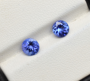 Paire ronde de tanzanite, paire ronde de tanzanite à facettes, pierre de tanzanite naturelle, pierre non traitée de Tanzanie - Product Image 3