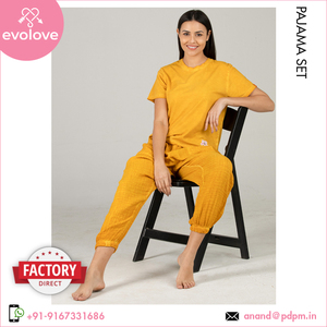 Top vente bio lavé doux coton fait demi-manches femmes robe de nuit pyjama ensemble pour l'été printemps saison à prix fiable - Product Image 2