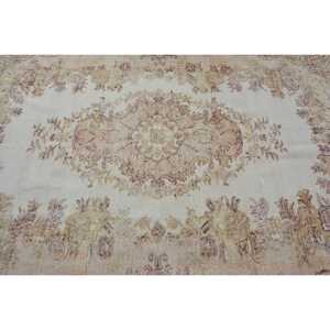 Vintage Turkish Rug, 5.6x8.7 ft Large Rug, <b>Brown</b> White Animal Print <b>Wool</b> Rug - Product Image 5