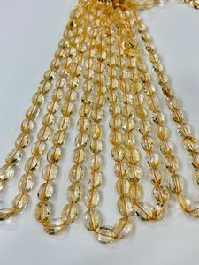 Cuentas de cuarzo citrino natural AAA con forma ovalada facetada Tamaño 8x10mm Aprox. Cuentas de hilo de 14 pulgadas para hacer joyas - Product Image 2