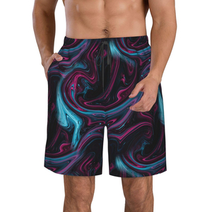 Pantalones Cortos Casuales de Verano para Hombre, Transpirables, de Secado Rápido, Negros, Sublimados, con Cintura Elástica y Cordón, para Playa - Product Image 1