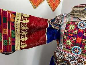 Afghan Kuchi Handmade Dress for <b>Women</b> Traditional Tribal Embroidered Afghani Long Flayar Multi-Colour Diamond Lace Button - Product Image 3