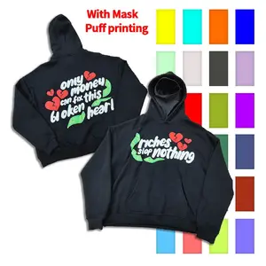 Fabricants de vêtements sur mesure Sweats à capuche pour hommes Sweats surdimensionnés poids lourd français Terry Pull 3d Puff Printing Hoodie - Product Image 1