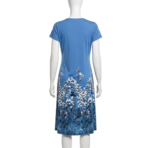 เดรสลำลองระบายอากาศได้ดีพิมพ์ลายดิจิตอลชุดเดรสแฟชั่นใส่ทุกวันสำหรับผู้หญิงแขนสั้นผ้าสแปนเด็กซ์ผสมโพลีเอสเตอร์น้ำหนักเบา - Product Image 4