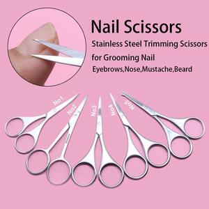 1 tijera de acero inoxidable plateado con superficie de espejo recta para recortar uñas, cejas, nariz, bigote, barba y cutículas. - Product Image 3