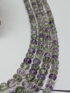 Cuentas de Piedra de Amatista Verde Rosa Natural Talladas Suaves de Alta Calidad M.Y.GEMS, Forma de Calabaza/Melon, 8mm-14mm, para Joyería - Product Image 5