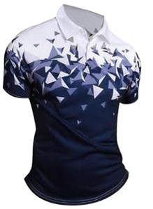 Polo de golf à manches courtes coupe ajustée pour homme Chemise décontractée boutonnée style musculaire respirante en tricot extensible imprimé de sport - Product Image 4