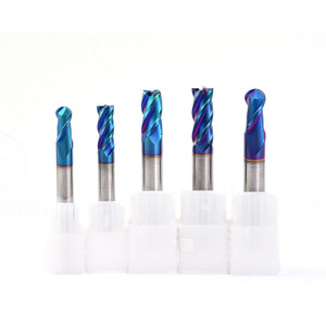 Nano Blue Nose <strong>End</strong> <strong>Mill</strong> HRC65 <strong>End</strong> <strong>Mill</strong> 4 Flutes <strong>Tungsten</strong> Carbide Flat Ball Nose <strong>End</strong> <strong>Mill</strong> in Stock - Product Image 2