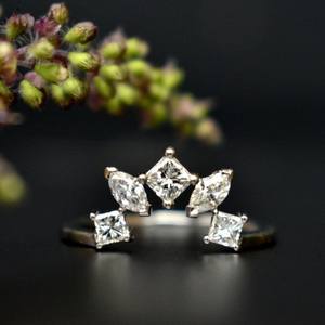 10K oro laboratorio cultivado diamante boda banda laboratorio diamante joyería Marquesa y princesa diamante banda compromiso pila anillo regalo para el amor - Product Image 3