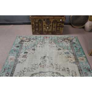 Alfombra Turca Vintage de 5.2x8.1 pies, Alfombra Grande, Alfombra de Lana Azul - Product Image 3