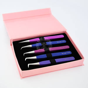High Demand Fiber Tip Eyelash Extension Tweezers Straight Isolation 45 Degree Volume Fans Custom Logo Nonslip Lash <b>Tool</b> - Product Image 1