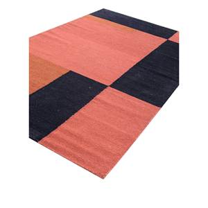Alfombras de Lana Tejidas Planas Rojas y Naranjas con Diseño Geométrico Estilo Boho para Decoración de Sala de Estar ADWL-13060 Alfombra de Yute - Product Image 2