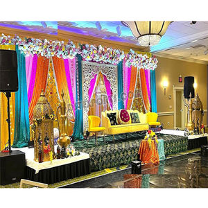 La mejor decoración de escenario de Nikah para boda musulmana, escenario Walima musulmán colorido con marcos de fondo, hermoso escenario de boda pakistaní - Product Image 1