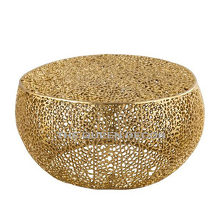 โต๊ะกาแฟสีทองทรงกลมที่ทันสมัยพร้อมกรอบแก้วและโลหะโต๊ะซ้อนสไตล์คลาสสิกประกอบง่ายสำหรับห้องนั่งเล่น - Product Image 6