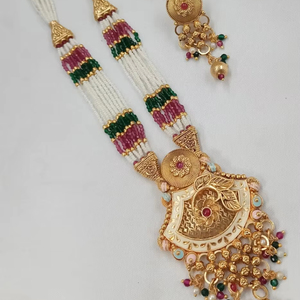 <b>INDIAN</b> TRADITIONAL and FASHIONABLE COPPER JEWELLERY BRIDAL WEDDING JEWELLERY <b>SET</b> for WOMEN EARRINGS and NECKLACE <b>SET</b> - Product Image 1