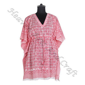 New Arrival 2024 Indian Hand Block Print <b>Kaftan</b> Robe KFCS017 <b>Summer</b> Dress Kimono Vacations Loose Fit Dress Women's Clothing - Product Image 4