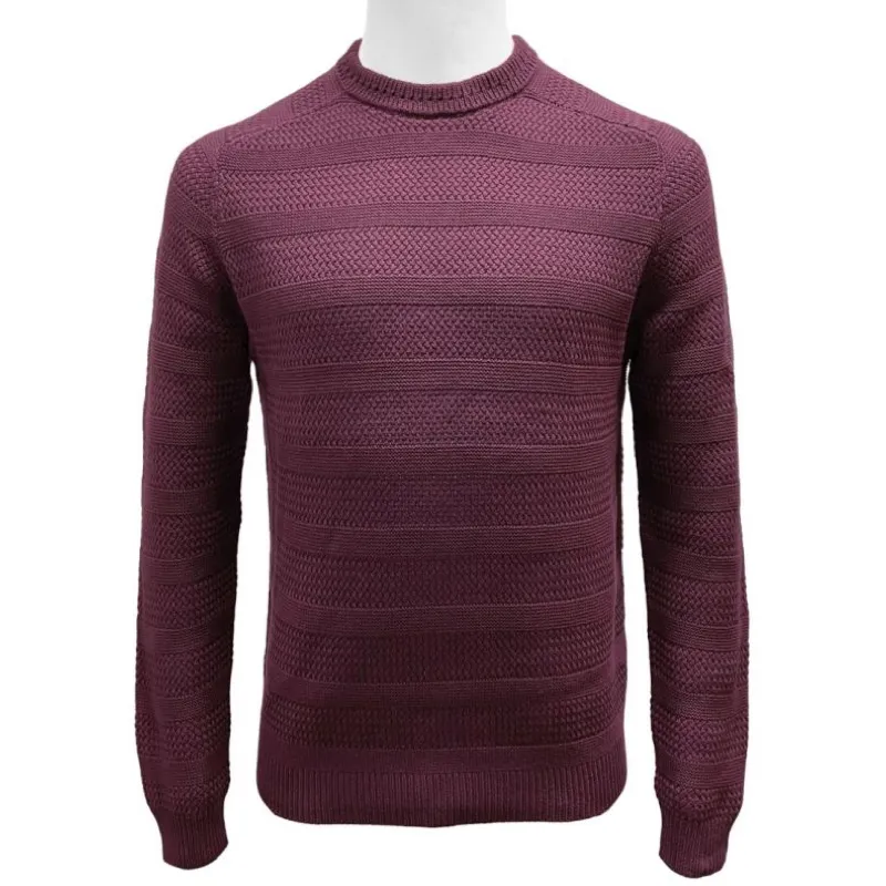 SS24 Men's Custom Trendy Casual Cotton Striped Knit Crew Neck Long Sleeve Pullover Sweater