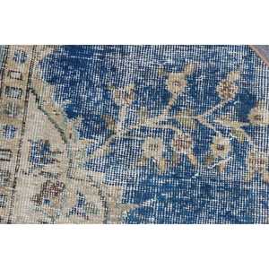 Tapis turc rond de 2,5 x 1,5 pieds, tapis vintage bleu ombré - Product Image 5