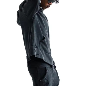 Sudadera con capucha lavada con ácido de peso pesado para hombre 2024, alta calidad, bordado Vintage desgastado, moda de invierno, estampado de lana ODM - Product Image 5