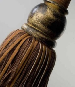 Large Tie Back Antique Wood Leather Tassel Curtain Rope <b>Tiebacks</b> Voile-drapes Holdback - Product Image 2