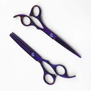 Ensemble de ciseaux de coiffeur personnalisés 5.5 pouces Kit de ciseaux en acier et métal pour rasoir de coiffeur enduit de couleur bleue - Product Image 3