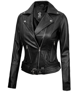 Nouvelle arrivée Original veste en cuir véritable pour femmes classique agneau à la mode varsity veste motard moto veste imperméable - Product Image 3