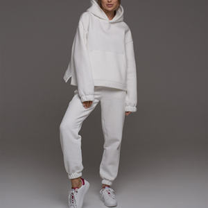 Conjunto Deportivo Informal de Alta Calidad para Mujer, Sudadera Holgada con Capucha y Pantalones Deportivos, Estilo Holgado, Conjuntos Deportivos Lisos - Product Image 2