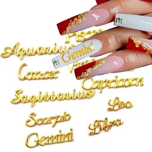 Décorations 3D pour ongles signes du zodiaque, breloques de haute qualité style Kawaii, bijoux pour ongles avec zircon, strass, cristal, verre, métal, en boîte - Product Image 1